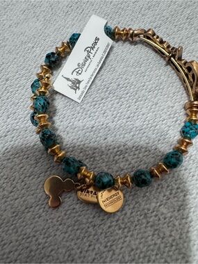 Alex and Ani Turquoise and Gold Beaded Disney Charm Bracelet